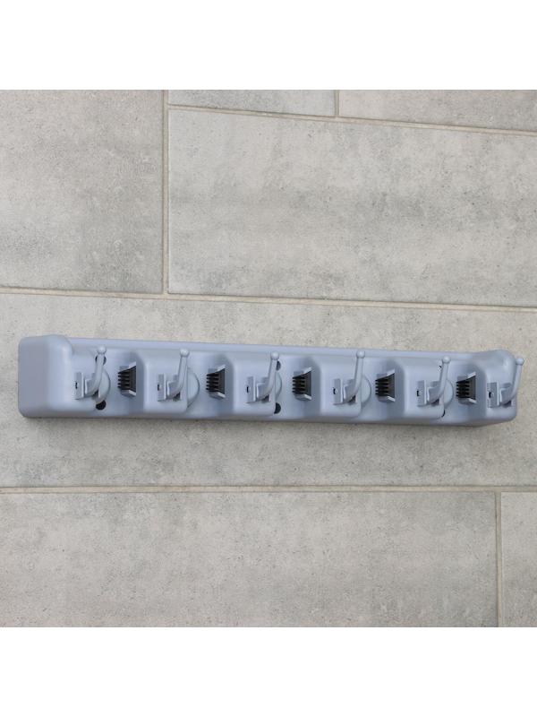 Держатель для швабр и метел с крючками, крепление саморезы, 41×8 см, 5 секций