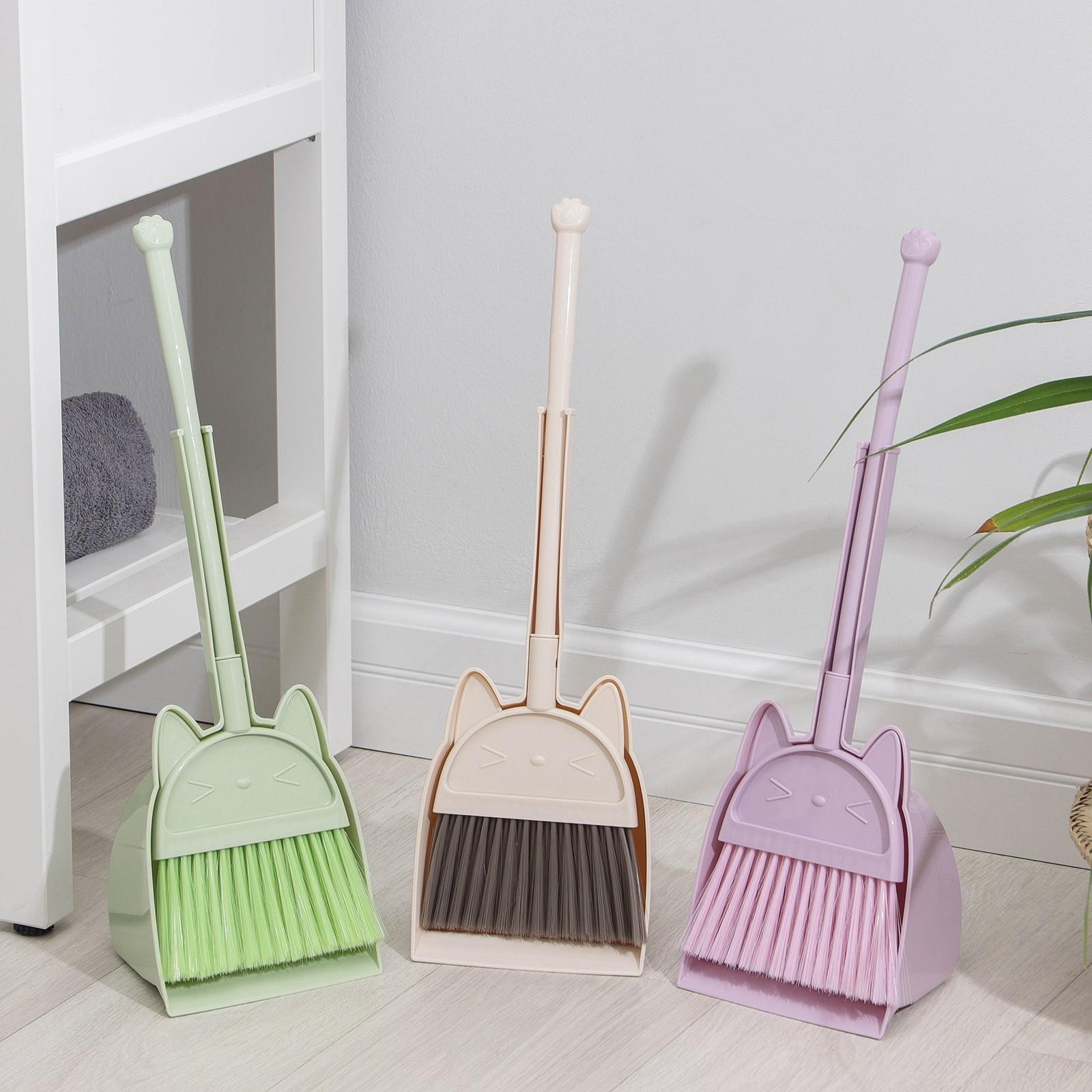 Щётка для пола с совком Доляна «Китти»: щётка 14×50 см, совок 16×12×40 см, цвет МИКС