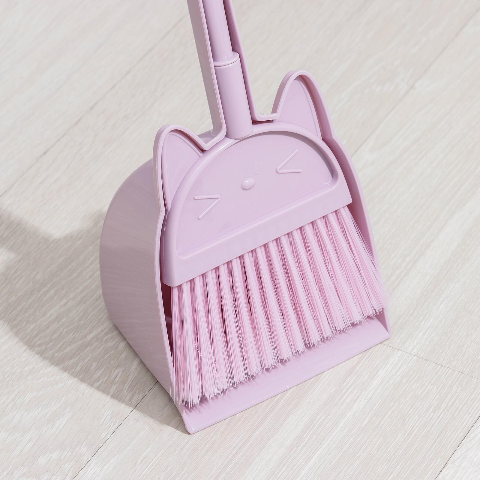 Щётка для пола с совком Доляна «Китти»: щётка 14×50 см, совок 16×12×40 см, цвет МИКС