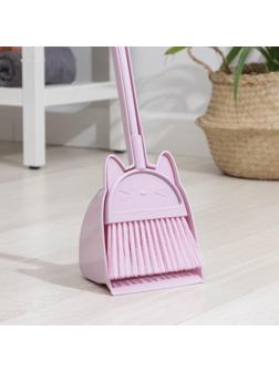 Щётка для пола с совком Доляна «Китти»: щётка 14×50 см, совок 16×12×40 см, цвет МИКС