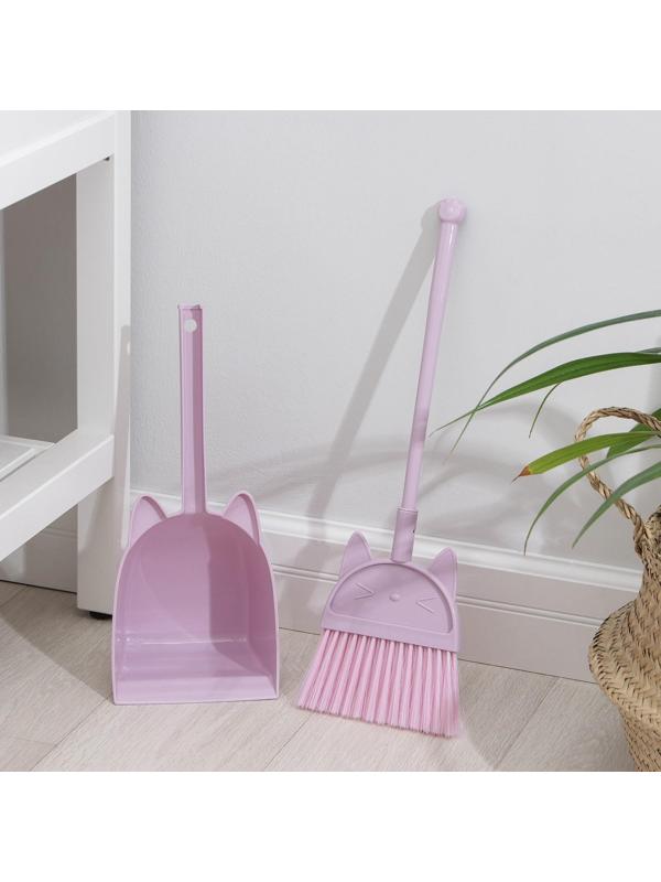 Щётка для пола с совком Доляна «Китти»: щётка 14×50 см, совок 16×12×40 см, цвет МИКС