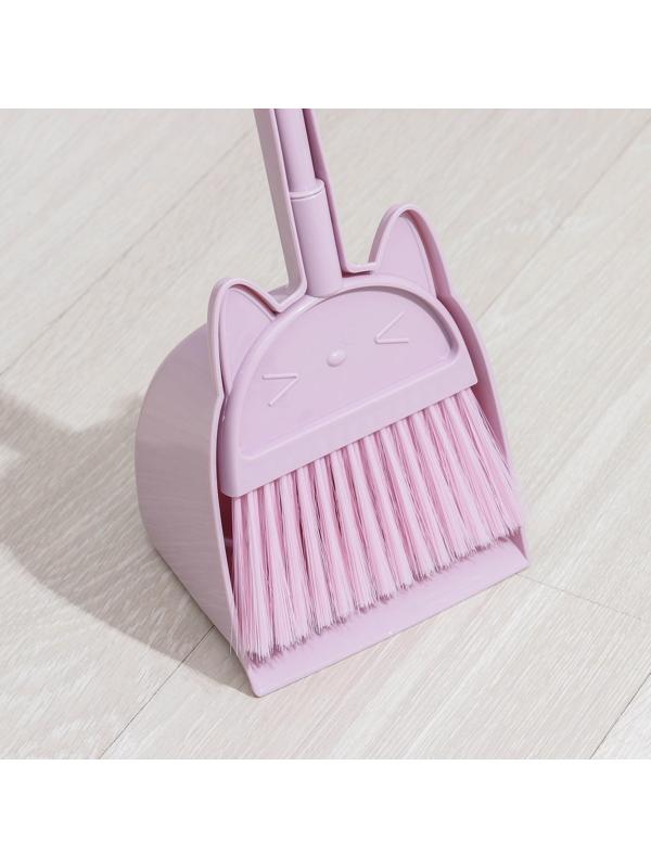 Щётка для пола с совком Доляна «Китти»: щётка 14×50 см, совок 16×12×40 см, цвет МИКС
