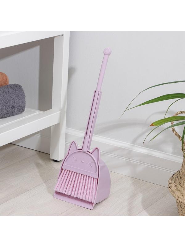 Щётка для пола с совком Доляна «Китти»: щётка 14×50 см, совок 16×12×40 см, цвет МИКС