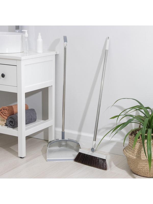 Щётка для пола с совком Raccoon: щётка 23×94 см, совок 28×27×89 см, цвет белый