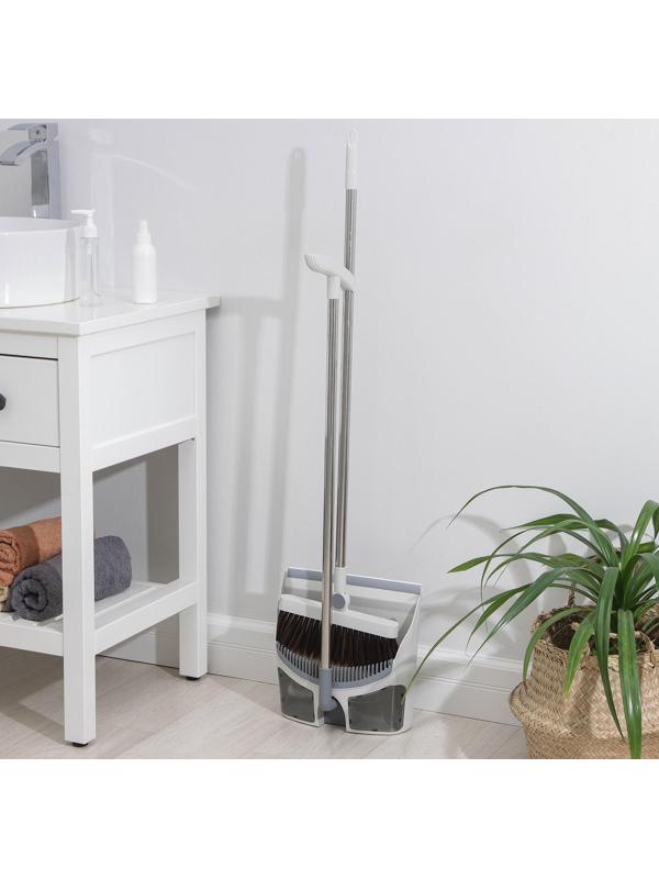 Щётка для пола с совком Raccoon: щётка 23×94 см, совок 28×27×89 см, цвет белый