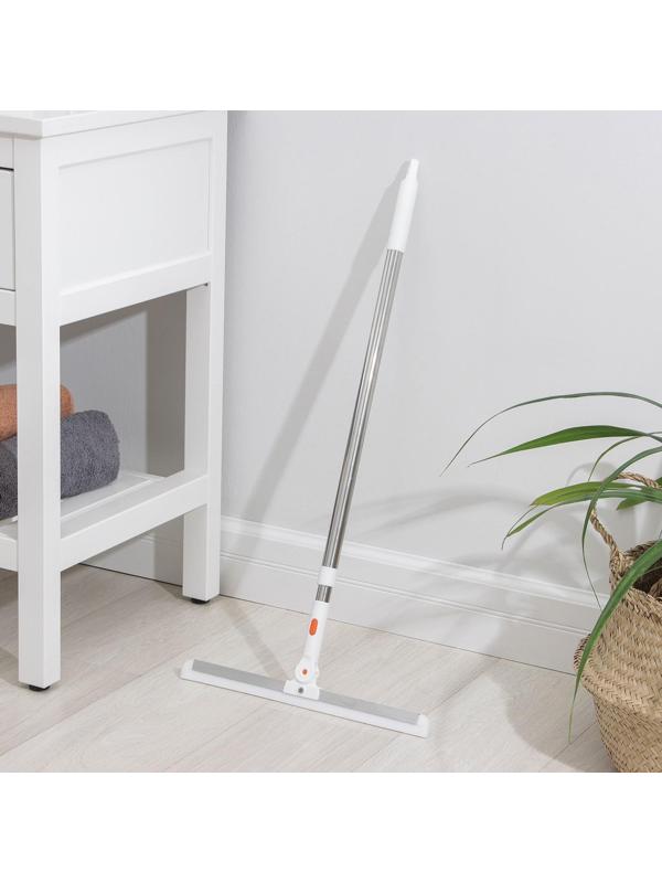 Водосгон для пола Доляна, силиконовый поворотный сгон 37 см, черенок из нержавеющей стали 74-124 см