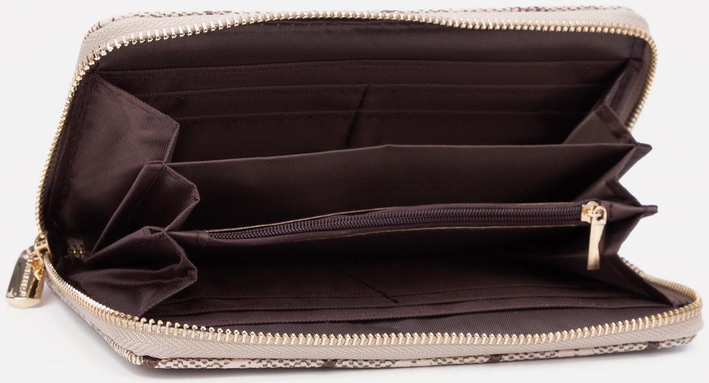 Кошелёк на молнии, цвет бежевый