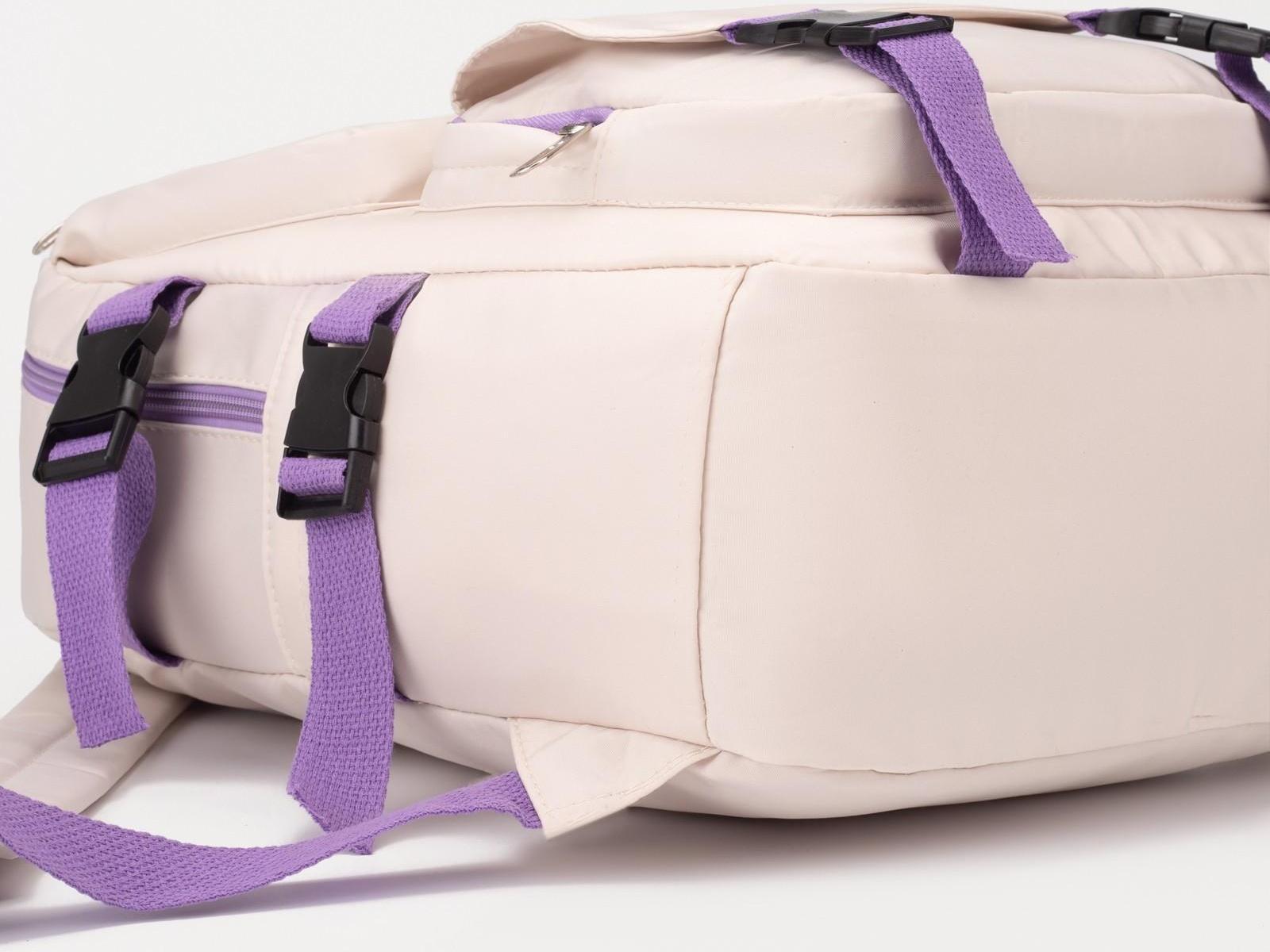 Рюкзак на молнии, 2 наружных кармана, 2 боковых кармана, цвет бежевый