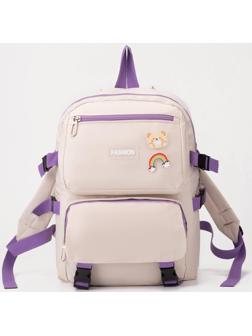 Рюкзак на молнии, 2 наружных кармана, 2 боковых кармана, цвет бежевый