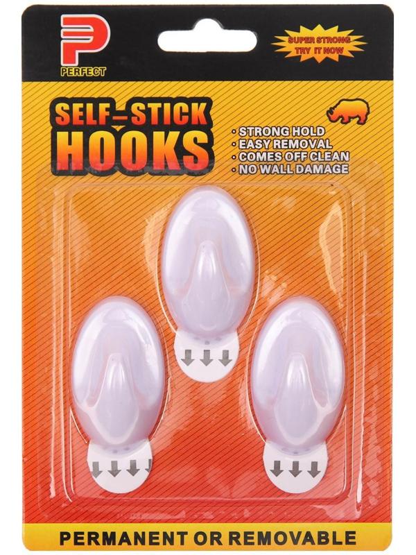 Крючки самоклеящиеся, круглые, с системой бесследного удаления, набор, 5 х 3 см, 3 шт.