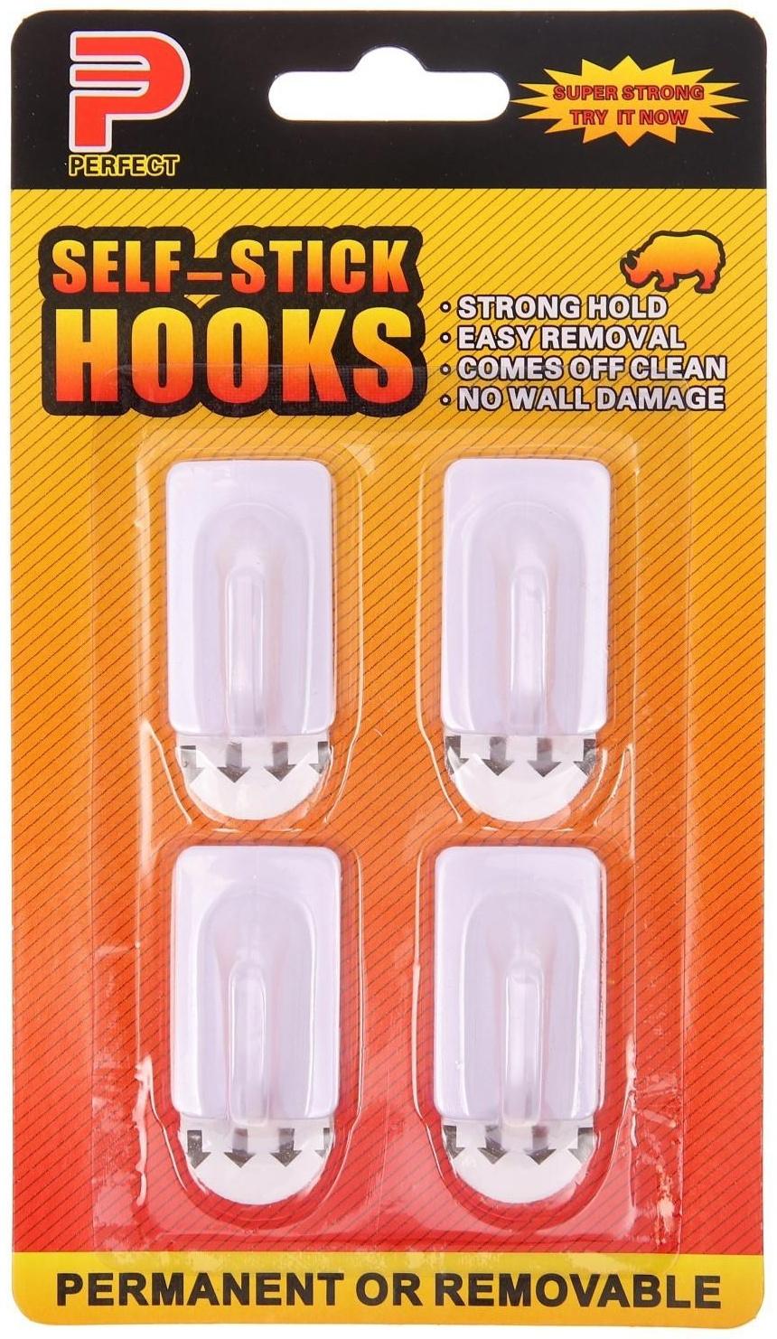 Крючки самоклеящиеся, круглые, с системой бесследного удаления, набор, 2,2 х 3,5 см, 4 шт.