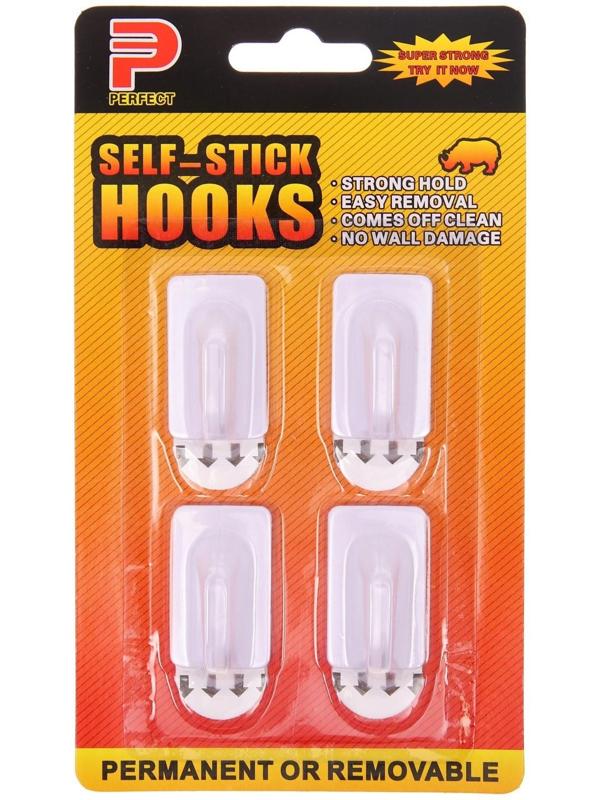 Крючки самоклеящиеся, круглые, с системой бесследного удаления, набор, 2,2 х 3,5 см, 4 шт.