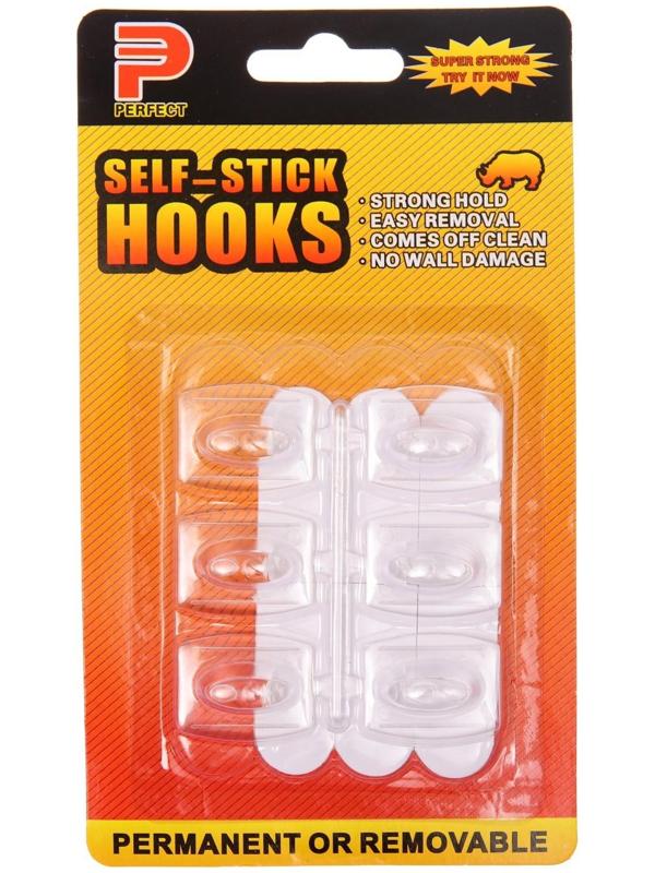 Крючки самоклеящиеся, круглые, с системой бесследного удаления, набор, 2,2 х 2,8 см, 6 шт.