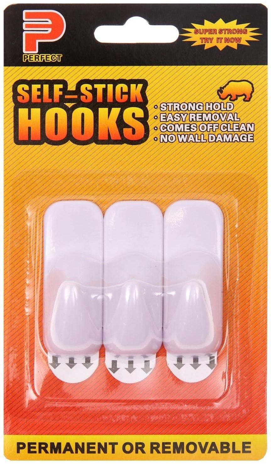 Крючки самоклеящиеся, круглые, с системой бесследного удаления, набор, 2,2 х 6 см, 3 шт.