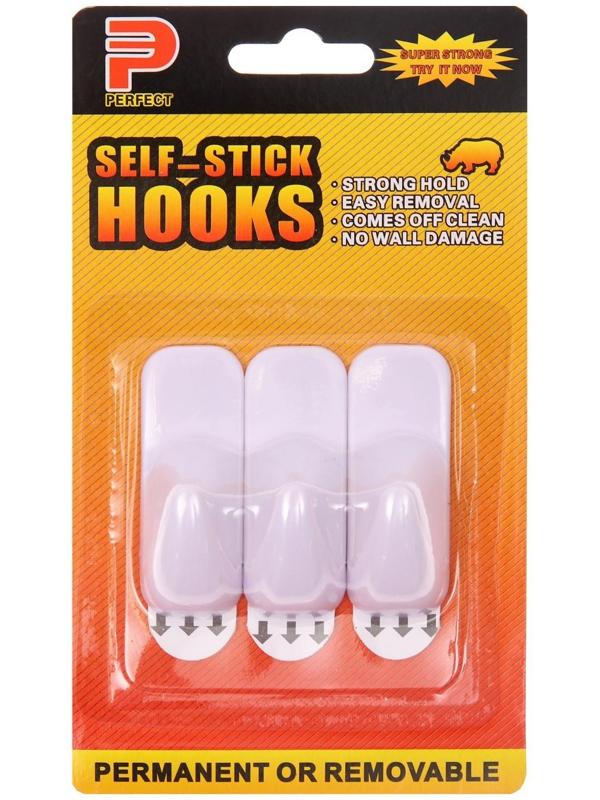 Крючки самоклеящиеся, круглые, с системой бесследного удаления, набор, 2,2 х 6 см, 3 шт.
