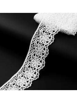 Кружево гипюровое, 45 мм × 6,8 ± 0,5 м, цвет белый