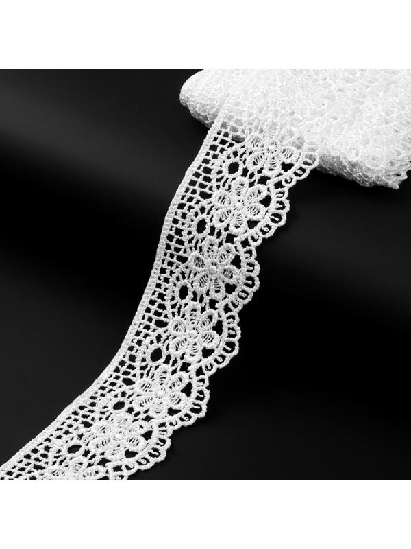 Кружево гипюровое, 45 мм × 6,8 ± 0,5 м, цвет белый