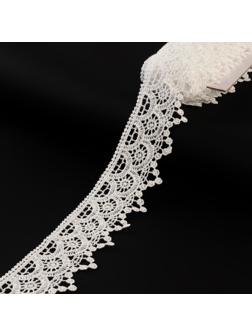 Кружево гипюровое, 45 мм × 9 ± 0,5 м, цвет белый
