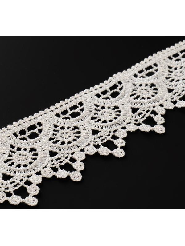 Кружево гипюровое, 45 мм × 9 ± 0,5 м, цвет белый