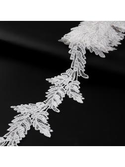 Кружево гипюровое, 100 мм × 6,8 ± 0,5 м, цвет белый