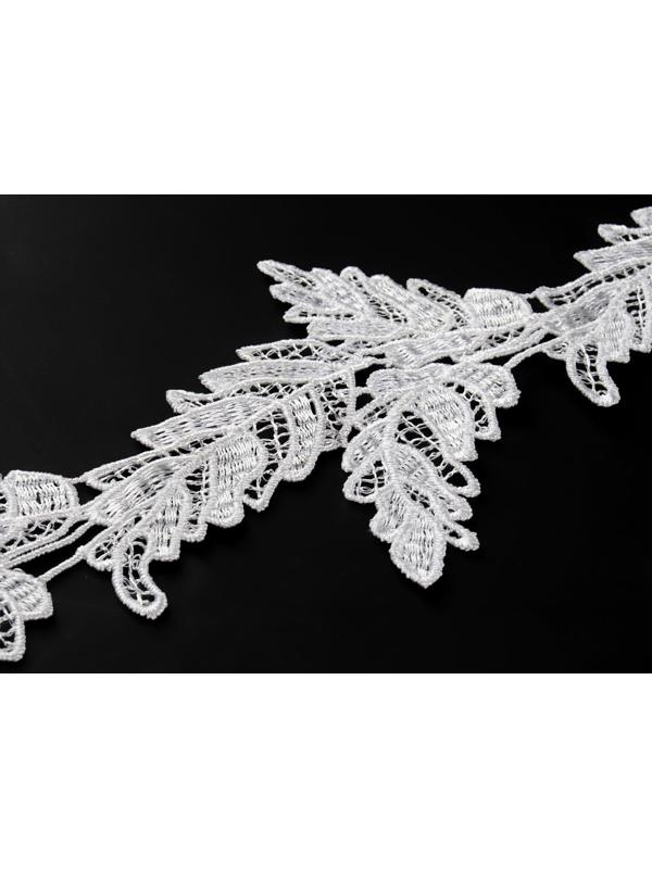 Кружево гипюровое, 100 мм × 6,8 ± 0,5 м, цвет белый