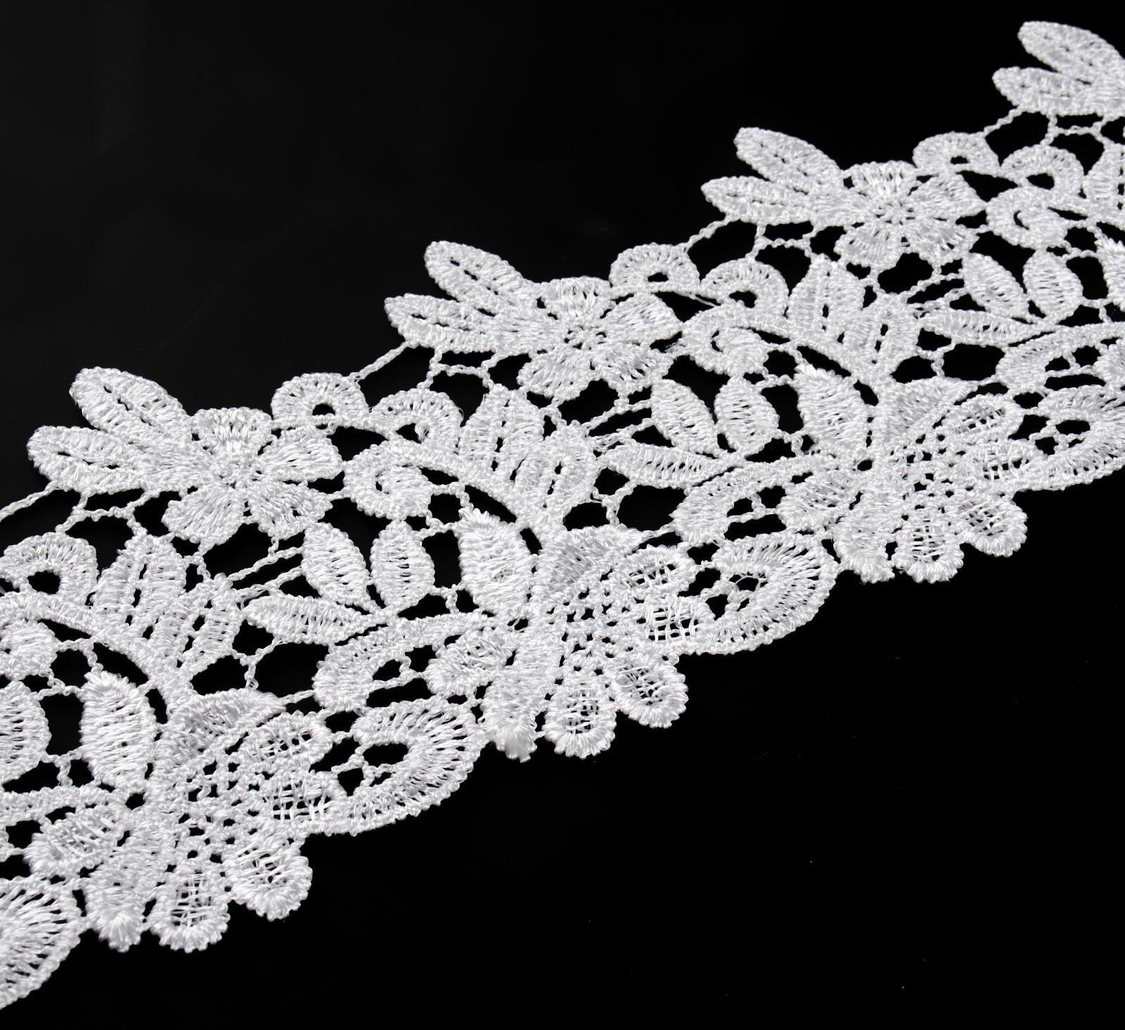Кружево гипюровое, 85 мм × 6,8 ± 0,5 м, цвет белый