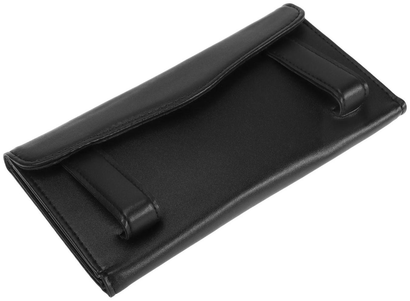 Салфетница на козырек, крепление- зажим, 23х12,5 см, кожа PU, черный