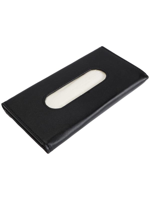 Салфетница на козырек, крепление- зажим, 23х12,5 см, кожа PU, черный