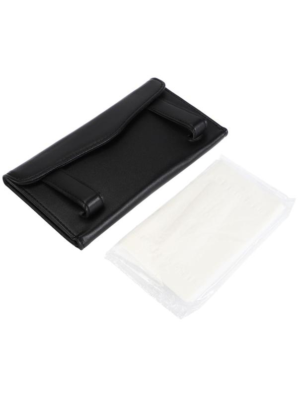 Салфетница на козырек, крепление- зажим, 23х12,5 см, кожа PU, черный