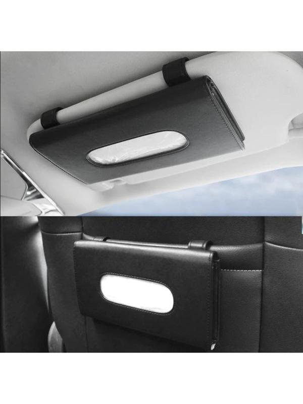 Салфетница на козырек, крепление- зажим, 23х12,5 см, кожа PU, черный