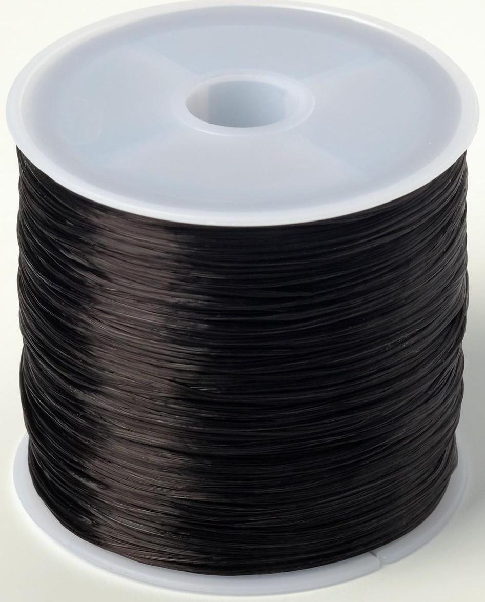 Нить силиконовая (резинка), плоская 1мм, L=50м, цвет чёрный