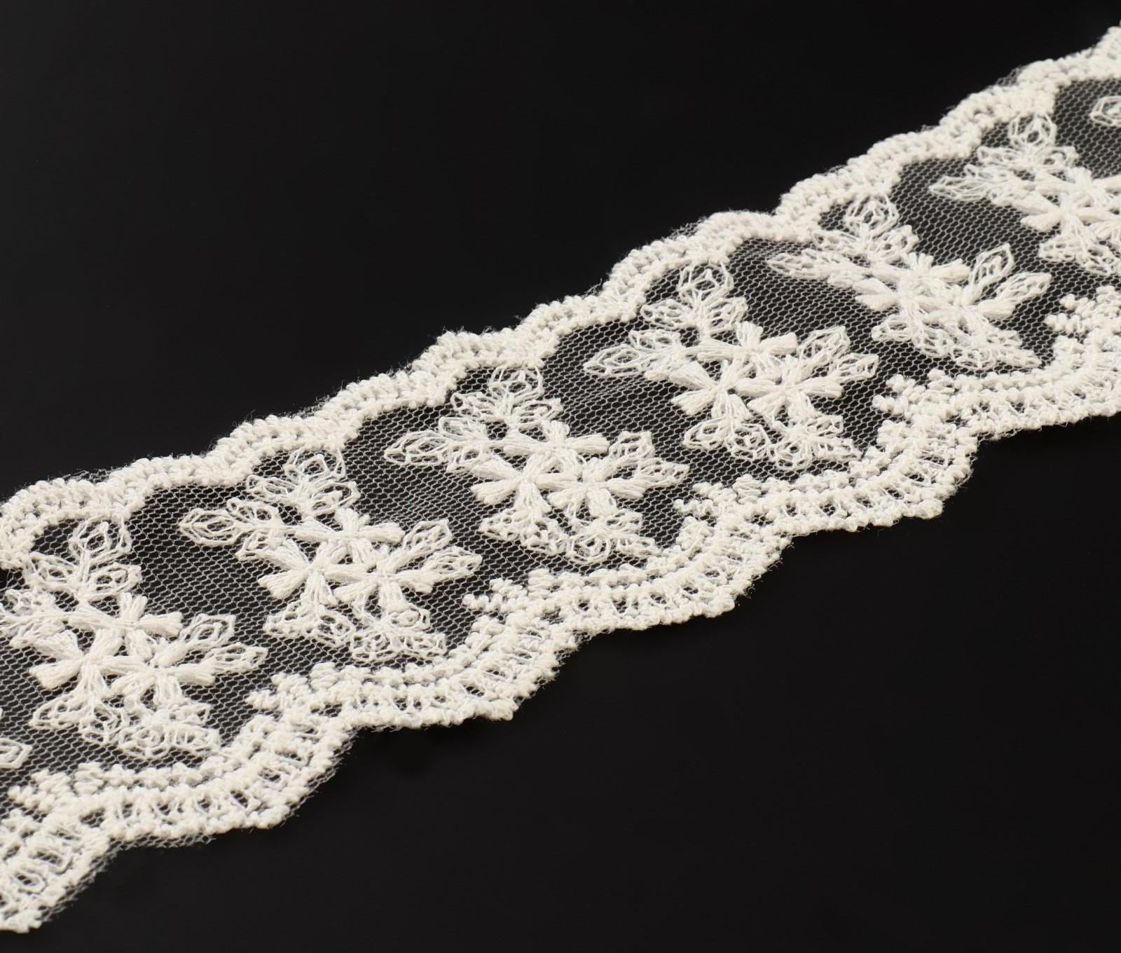 Кружево на сетке, 55 мм × 9 ± 0,5 м, цвет айвори