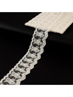 Кружево на сетке, 55 мм × 9 ± 0,5 м, цвет айвори