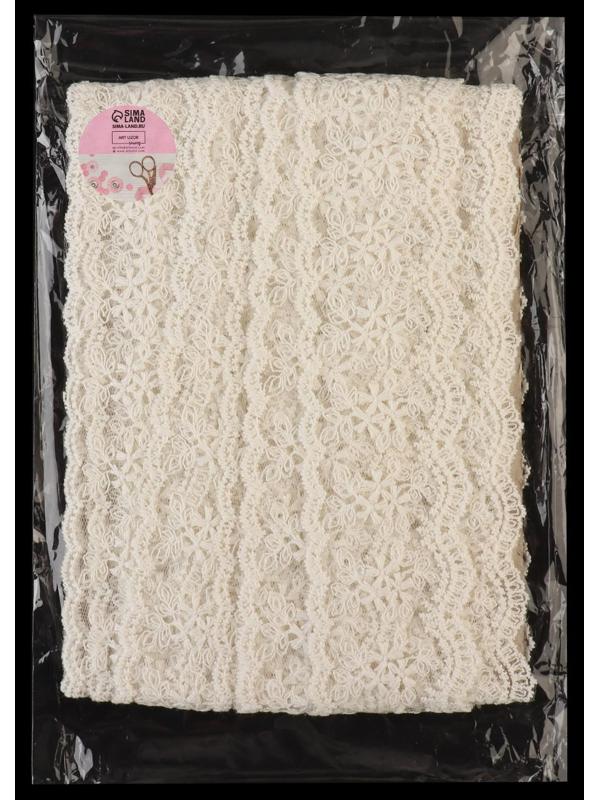 Кружево на сетке, 55 мм × 9 ± 0,5 м, цвет айвори