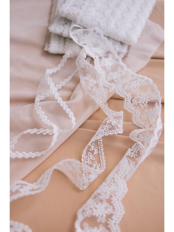 Кружево на сетке, 55 мм × 9 ± 0,5 м, цвет айвори