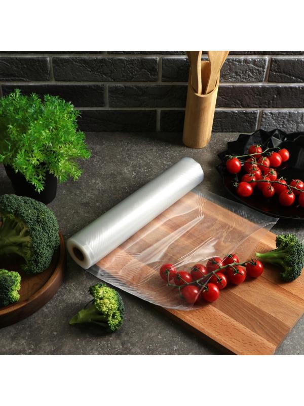 Пакеты для вакуумного упаковщика Luazon, в рулоне 25*500 см, 90 мкм, рулон, прозрачные