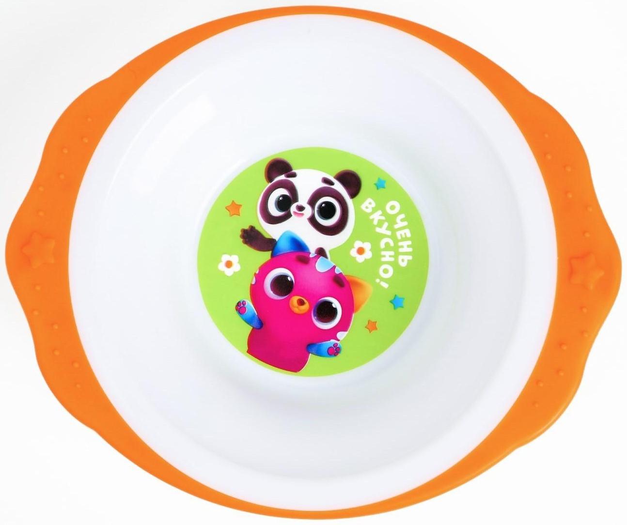 Набор детской посуды «Очень вкусно», тарелка на присоске 250мл, вилка, ложка