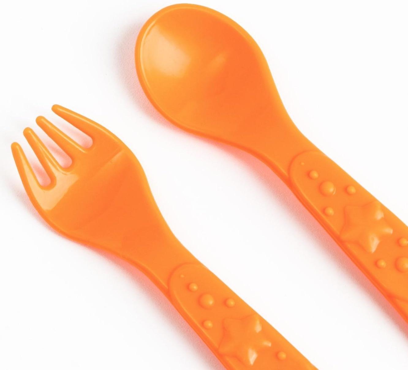 Набор детской посуды «Очень вкусно», тарелка на присоске 250мл, вилка, ложка