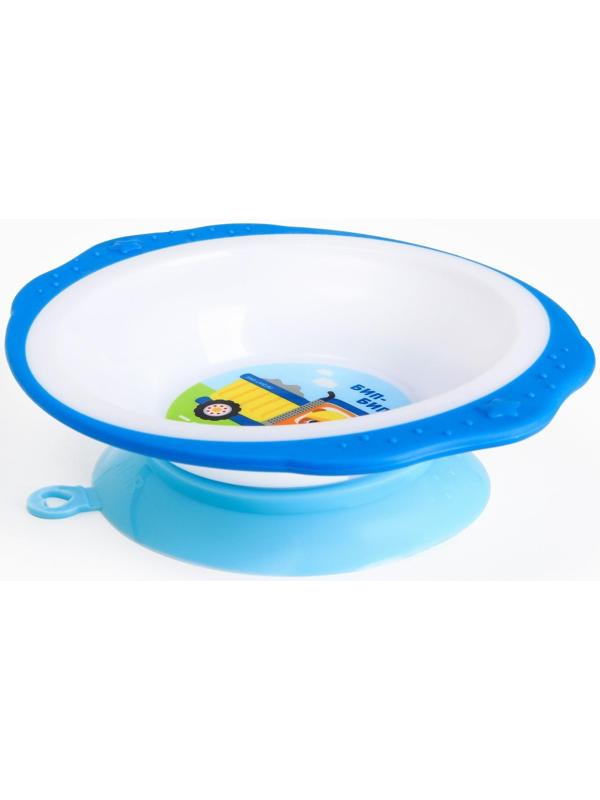 Набор детской посуды «Транспорт Бип-Бип», тарелка на присоске 250мл, вилка, ложка