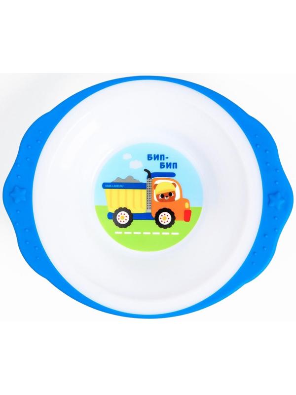 Набор детской посуды «Транспорт Бип-Бип», тарелка на присоске 250мл, вилка, ложка