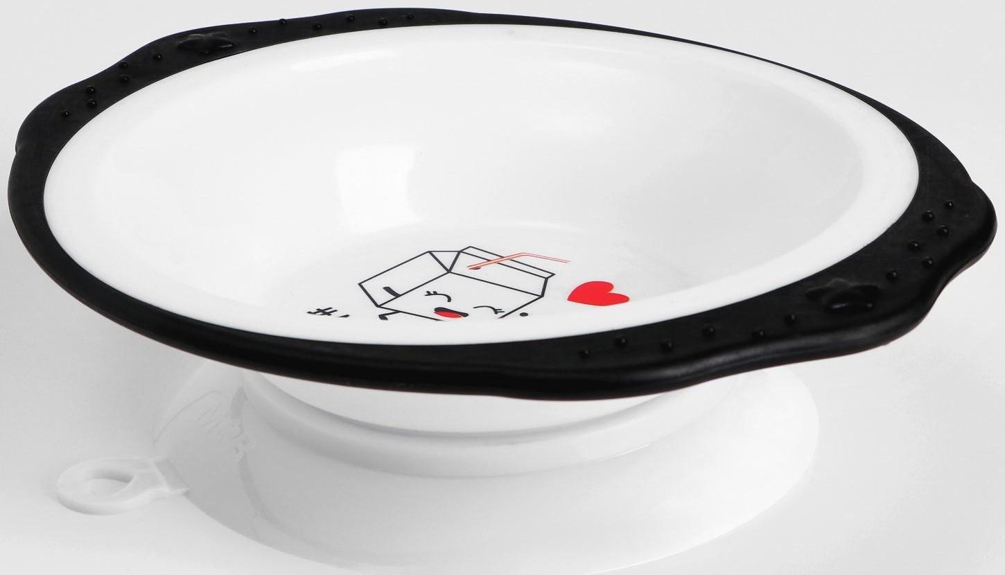 Набор детской посуды «Люблю есть», тарелка на присоске 250мл, вилка, ложка