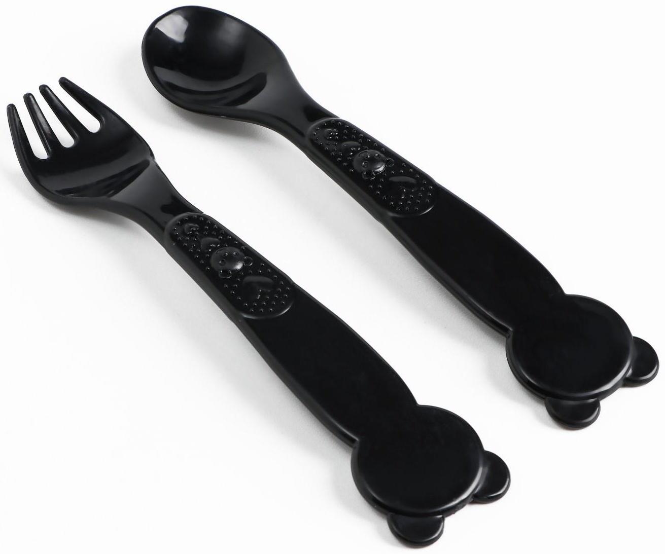 Набор детской посуды «Люблю есть», тарелка на присоске 250мл, вилка, ложка