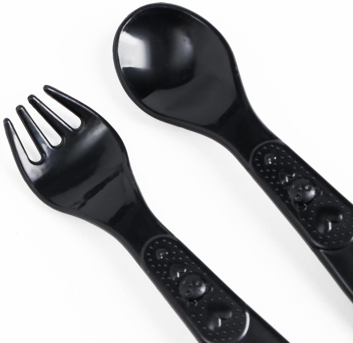 Набор детской посуды «Люблю есть», тарелка на присоске 250мл, вилка, ложка