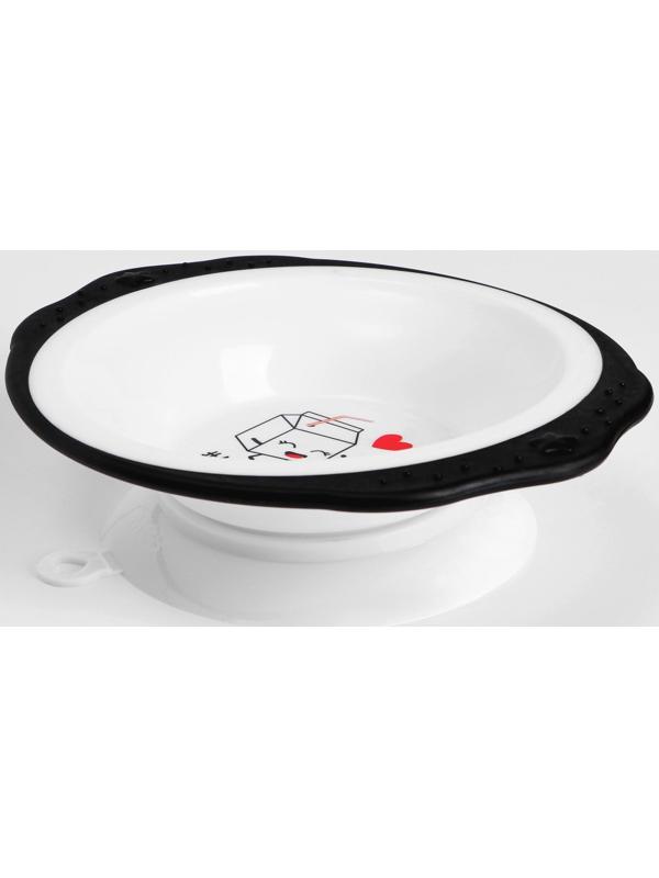 Набор детской посуды «Люблю есть», тарелка на присоске 250мл, вилка, ложка