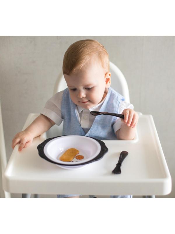 Набор детской посуды «Люблю есть», тарелка на присоске 250мл, вилка, ложка