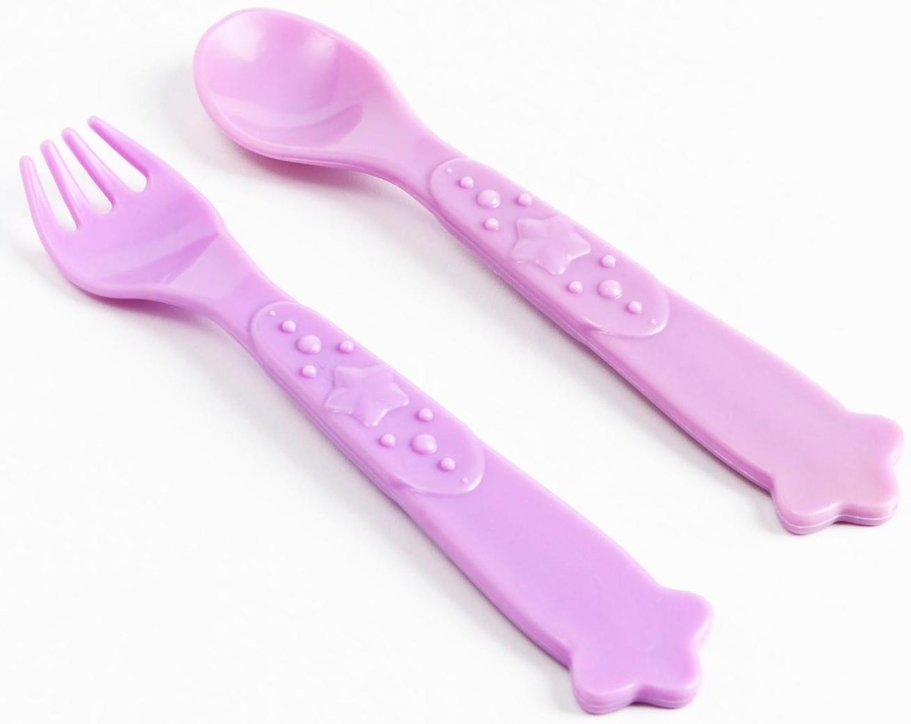 Набор детской посуды «Единорожек», тарелка на присоске 250мл, вилка, ложка