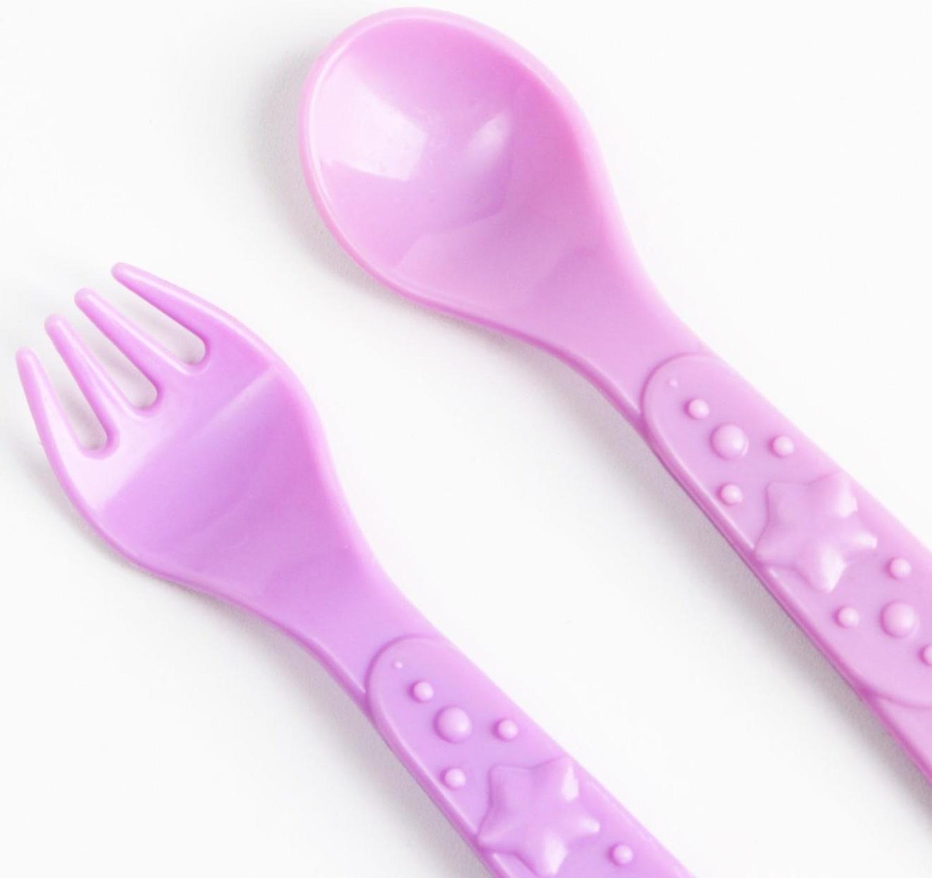 Набор детской посуды «Единорожек», тарелка на присоске 250мл, вилка, ложка