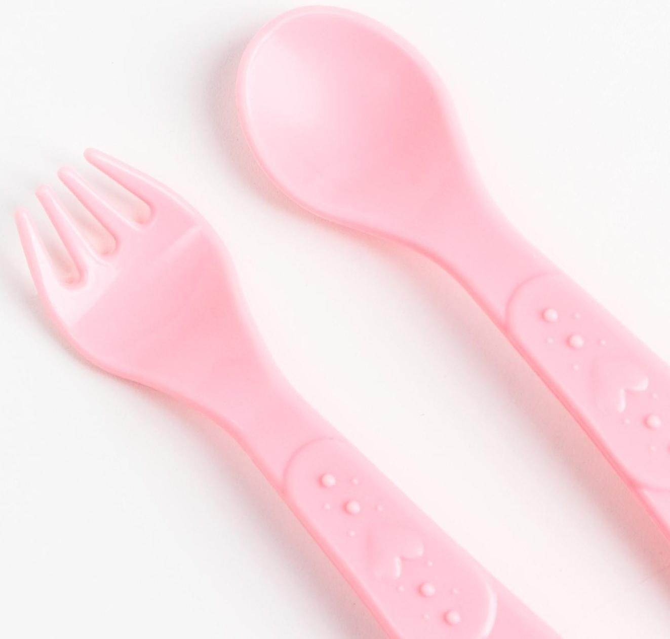 Набор детской посуды «Зайка Полли», тарелка на присоске 250мл, вилка, ложка