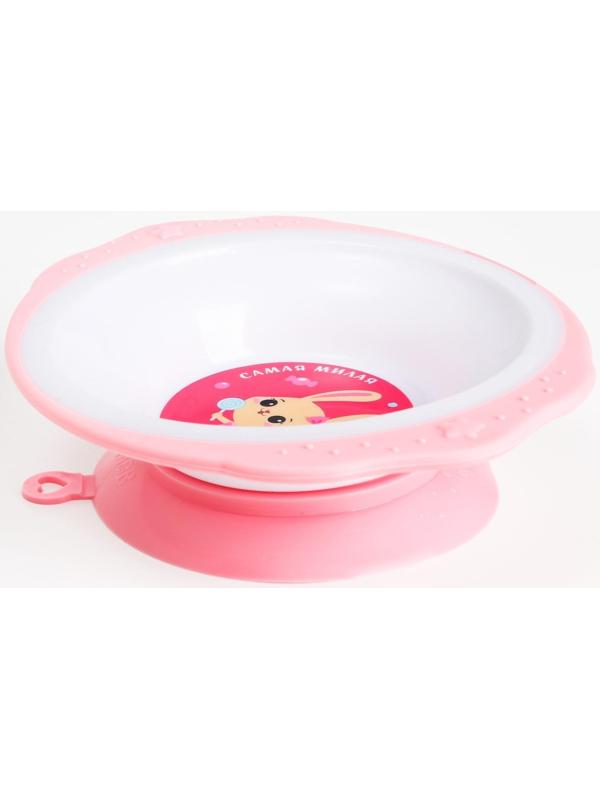 Набор детской посуды «Зайка Полли», тарелка на присоске 250мл, вилка, ложка