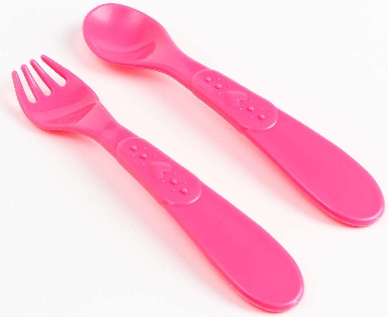 Набор детской посуды «Люблю вкусняшки», тарелка на присоске 250мл, вилка, ложка